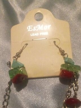 EsMor, Glass,Rock Beaded Drop Earrings And Necklace ,NWT'S
